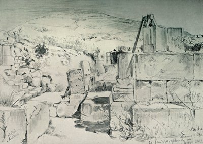 Absid från det fjärde århundradets kyrka över Jacobs brunn vid Shechum Nablus, 1902. av John Fulleylove