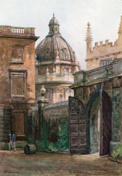 Entréport till Hertford College och Radcliffe Library (färglitografi) av John Fulleylove
