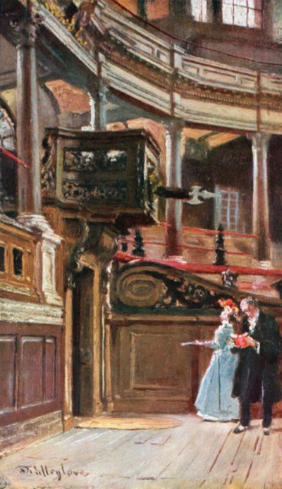 Interiör från Sheldonian Theatre (färglitografi) av John Fulleylove