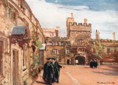 Jesus College (färglitografi) av John Fulleylove