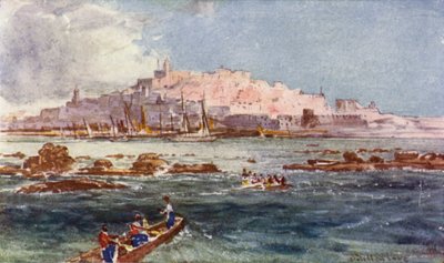 Joppa, från havet (färg litho) av John Fulleylove