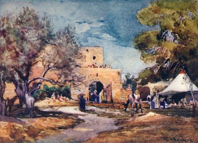 Medeltida byggnad utanför Jerusalems norra mur, 1902. av John Fulleylove
