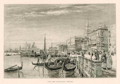 Riva dei Schiavoni, Venedig (litho) av John Fulleylove