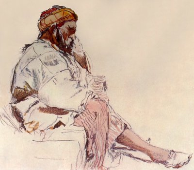 Syrisk bonde sittande: i profil, 1902. av John Fulleylove