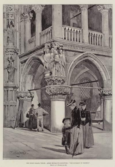 Dogepalatset, Venedig, vinkeldekorativ skulptur, Salomos dom av John Fulleylove
