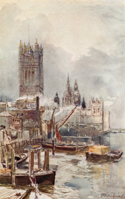 The New Houses of Parliament, från floden av John Fulleylove