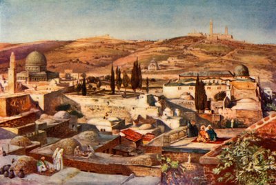 Tempelområdet och Olivberget från Sions berg, 1902. av John Fulleylove
