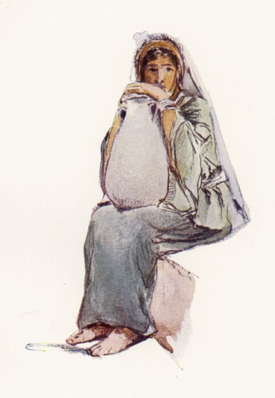 Vattenbärare, sittande figur, Jerusalem av John Fulleylove