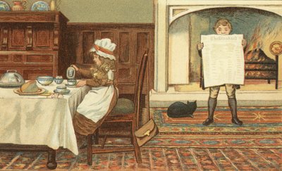 Frukost (färg litho) av John George (after) Sowerby