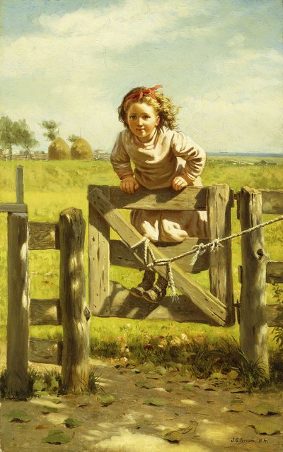 Ung flicka som svänger på en grind, av John George Brown