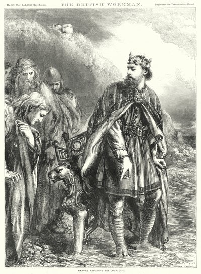 Knud tillrättavisar sina hovmän (gravyr) av John Gilbert