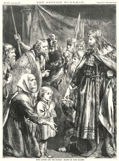 Kung Alfred och den föräldralösa (gravyr) av John Gilbert
