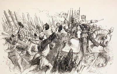 Kung Henrys styrkor vid belägringen av Harfleur, Frankrike, 1890 av John Gilbert
