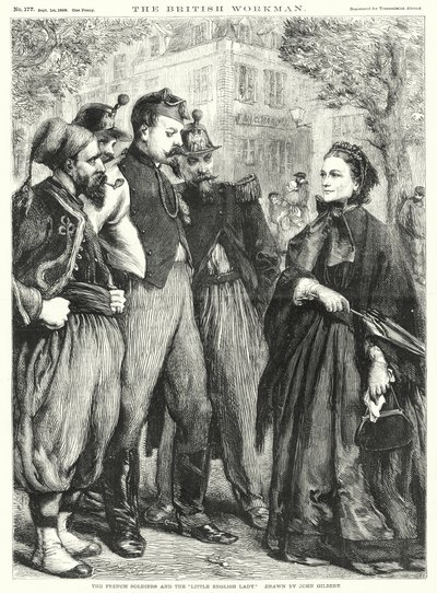 De franska soldaterna och "Lilla engelska damen" (gravyr) av John Gilbert