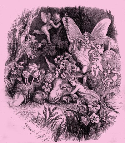 Titania och botten i en midsommarnattsdröm av John Gilbert