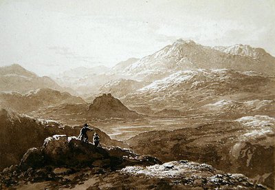 Dolwyddelan Castle och Moel Siabod (akvarell på papper) av John Glover