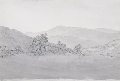Llantysilio Mountain, Wales (penna, bläck och tvätt på papper) av John Glover
