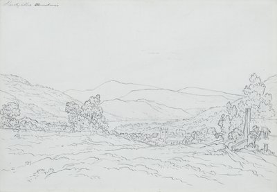 Llantysilio Mountain, Wales (penna, penna och bläck på papper) av John Glover