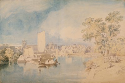 Themsen vid Isleworth, ca 1805-10 (grafit och wc på lagt papper) av John Glover