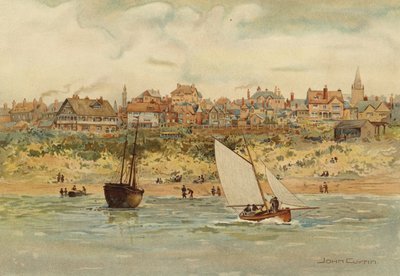 Liverpool: En utsikt över New Brighton från havet (färg litho) av John Glynn