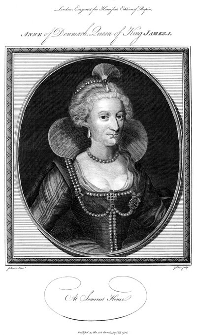 Anne av Danmark 1574-1619, drottninggemål till kung James I, 1786. av John Goldar