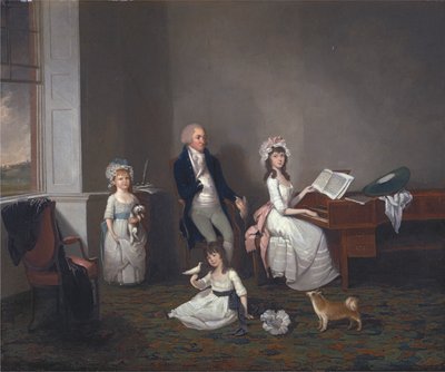 John Richard Comyns från Hylands, Essex, med sina döttrar av John Greenwood