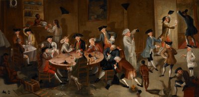 Sjökaptener som festar i Surinam, ca 1752-58 (olja på sängkappa) av John Greenwood