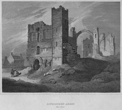 Lindisfarne Abbey. Västfronten, 1814 av John Greig