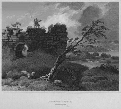 Mitford Castle, Northumberland, 1814 av John Greig