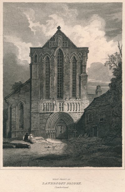 Västra fronten av Lanercost Priory. Cumberland, 1814 av John Greig