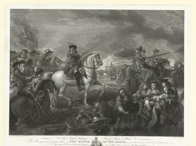 Kung William III i slaget vid Boyne, 1690 The Battle of the Boyne (titel på objekt) av John Hall