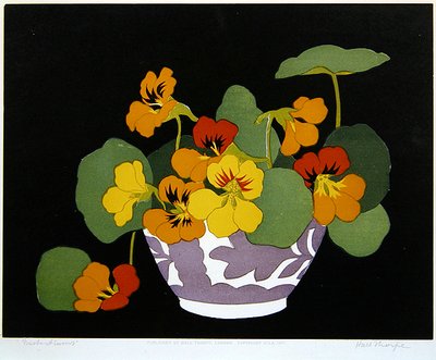 Nasturtiums (träsnitt) av John Hall Thorpe
