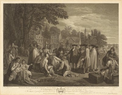 William Penns fördrag med indianerna av John Hall after Benjamin West