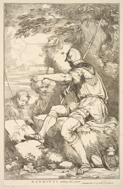 Banditti tar sin post från femton etsningar tillägnad Sir Joshua Reynol..., 8 december 1778. av John Hamilton Mortimer