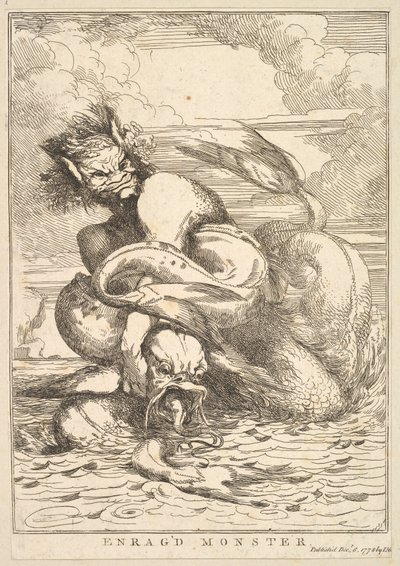 Enragd Monster från Femton Etchings Dedicated to Sir Joshua Reynolds, 8 december 1778. av John Hamilton Mortimer