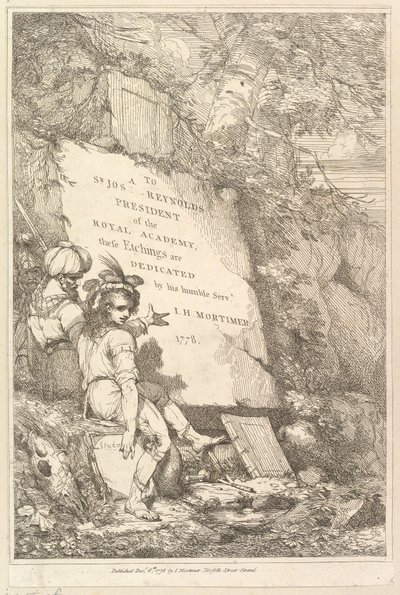 Frontispice Femton etsningar tillägnad Sir Joshua Reynolds, 1778. av John Hamilton Mortimer