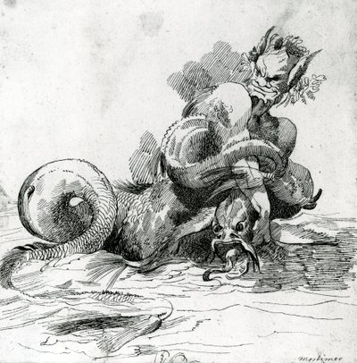 Illustration av ett havsmonster, 1700-tal av John Hamilton Mortimer