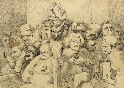 Litterära karaktärer samlade runt Shakespeares medaljong av John Hamilton Mortimer