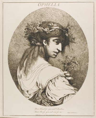 Ophelia, från Tolv karaktärer från Shakespeare av John Hamilton Mortimer