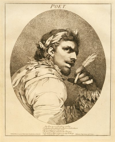 Poet, från en midsommarnattsdröm, akt V, scen I, 1775 av John Hamilton Mortimer