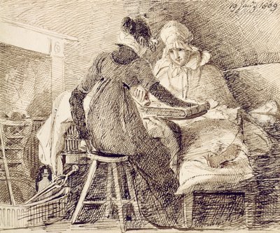 A Game of Backgammon, 19 januari 1809 (penna och bläck på papper) av John Harden