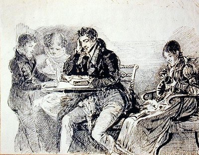 An Evening In (penna och bläck på papper) av John Harden