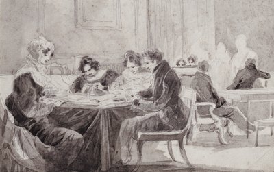 En kväll hemma (penna och bläck på papper) av John Harden