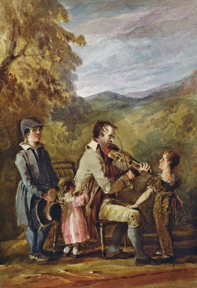 Blind Fiddler (bläck och wc på papper) av John Harden