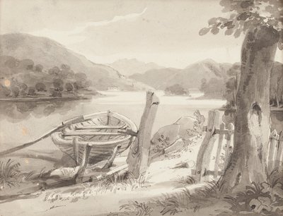 Båt på Bowness (wc på papper) av John Harden
