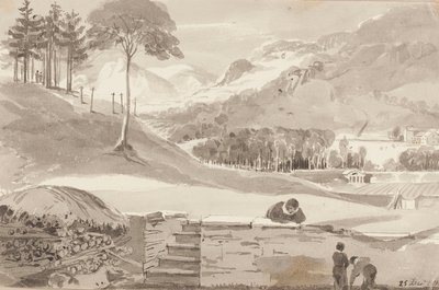 Brathay Field, Lake District, Cumbria, 1819 (wc på papper) av John Harden