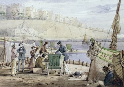 Brighton Beach, Sussex, 1844 (wc på papper) av John Harden