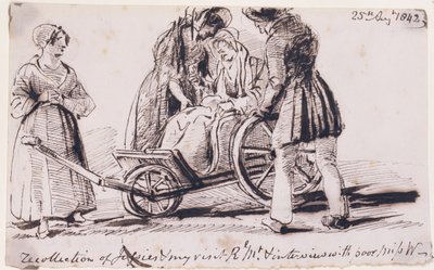 Dorothy Wordsworth (1771-1855) i en rullstol, 1842 (bläck på papper) av John Harden