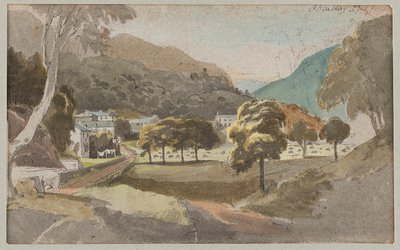Mashamba nje ya Brathay, 1812 (wc kwenye karatasi)swed av John Harden