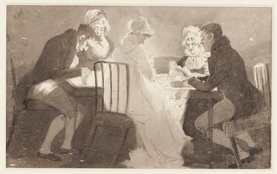 Grupp vid ett bord, 1806 (wc på papper) av John Harden